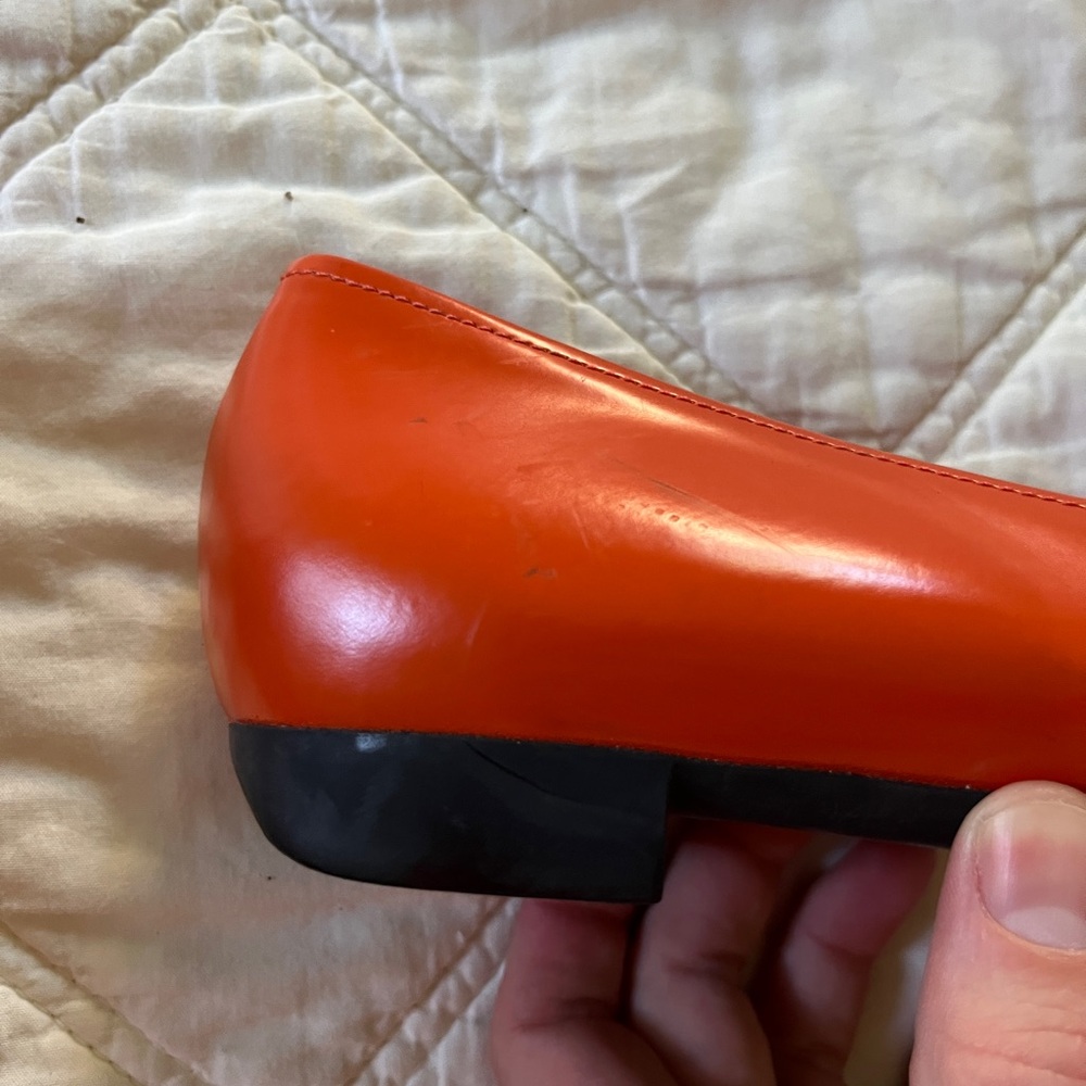 Prada Orange Leather Loafers with Silver Hardware - Picture 16 of 16